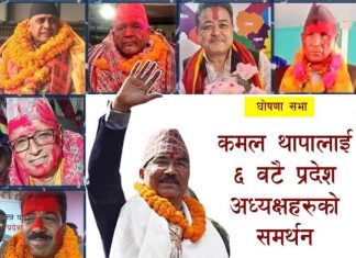 कमल थापालाई ६ वटै प्रदेश अध्यक्षहरुको समर्थन
