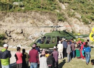 सुत्केरी व्यथा लागेर थला परेकी महिलाको सत्र घण्टापछि हेलिकप्टरबाट उद्धार