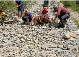 ठेकेदारले अलपत्र पारेको सडक श्रमदान गरेर मर्मत