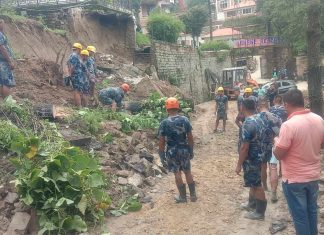 अवरुद्ध सडक खुलाउँदै सशस्त्र प्रहरी