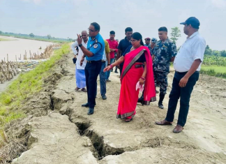 लालबकैया नदीको बाँध क्षतिग्रस्त, मेयरसहित सुरक्षा निकायका प्रमुखहरुद्वारा निरीक्षण
