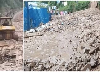 सुरुङमार्ग नजिक लेदोसहितको पहिरो, काठमाडौँ आउने सडक अवरुद्ध