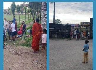 महोत्तरीको खयरमारामा यात्रु बाहक बस दुर्घटना