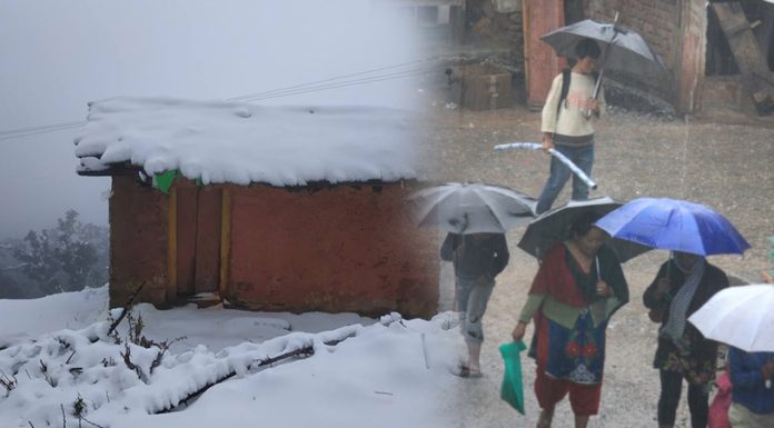 तीन दिनसम्म देशभर वर्षा र हिमपातको सम्भावना, चक्रवात ‘मोन्था’ को प्रभाव