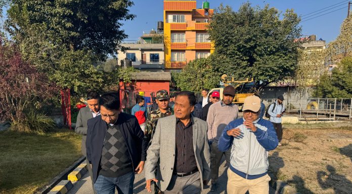 मन्त्री घिसिङद्वारा गुह्येश्वरी ढल प्रशोधन केन्द्रको स्थलगत निरीक्षण