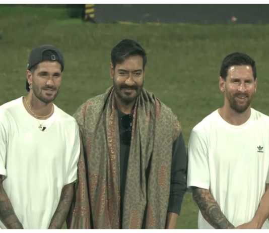 भारतिय अभिनेता अजय देवगनले भेटे लियोनल मेस्सी, वानखेडे स्टेडियममा मेस्सीको भव्य स्वागत