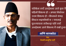 संविधान हाल कोमामा छ, नयाँ जनादेश उत्तम विकल्प हो : अग्नि सापकोटा