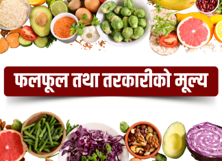 यस्तो छ, आजको तरकारी तथा फलफूलको मूल्य