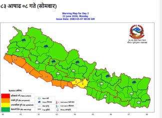 आजको मौसमः काेशी र मधेस तराई भू-भागमा बर्षा हुने, अन्यत्र गर्मी रहने