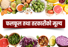 यस्तो छ, आजको तरकारी तथा फलफूलको मूल्य
