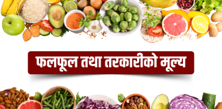यस्तो छ, आजको तरकारी तथा फलफूलको मूल्य