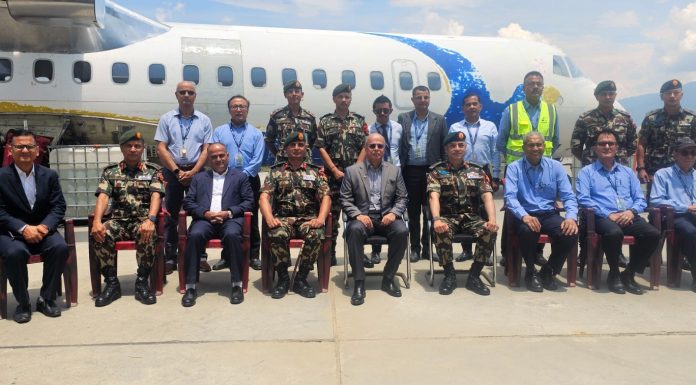 बुद्ध एयरद्वारा अवकाशप्राप्त विमानको फ्युजलेज सेनालाई हस्तान्तरण